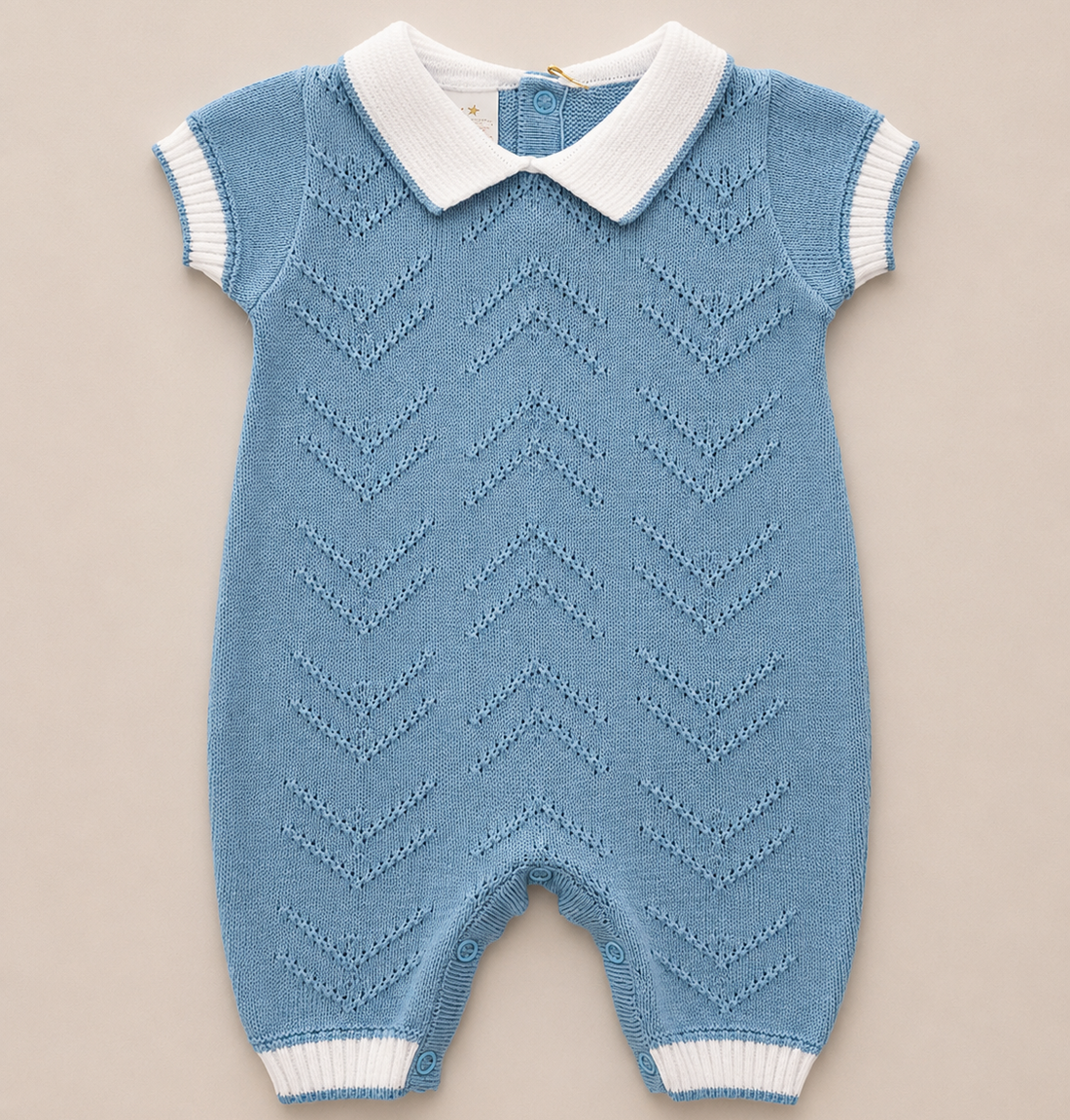 mameluco Calado Estilo Polo – Azul glacial y Blanco