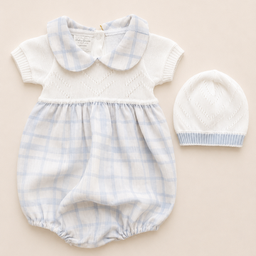 conjunto Pelele tela Cuadros y papalina