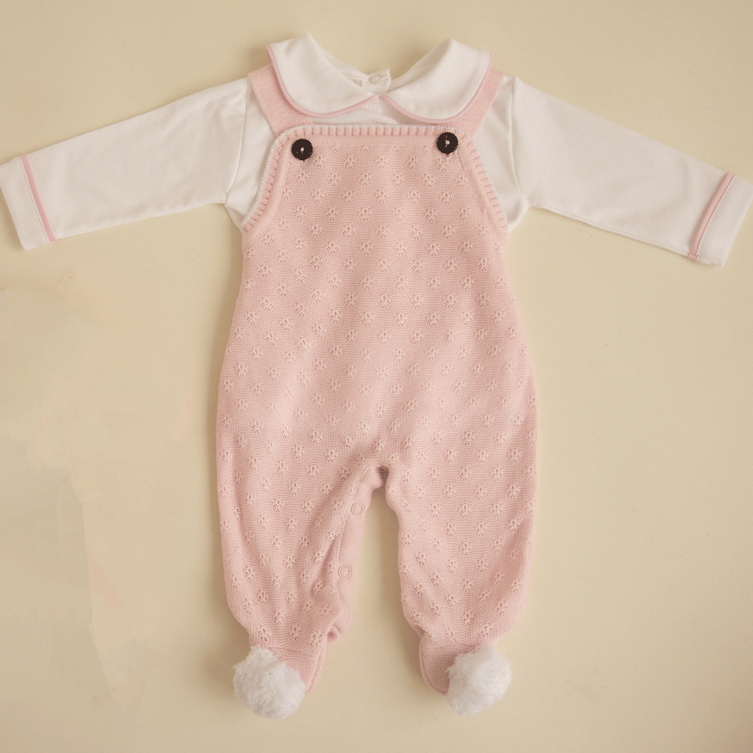 Conjunto de Algodón para Niña - Overol +body de Manga Larga