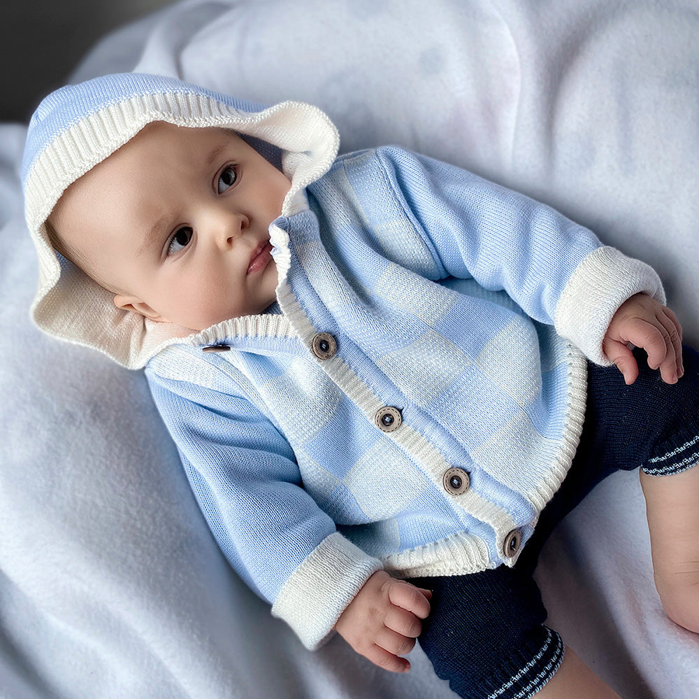 Chaqueta Jacquard con Cuadros de Algodón