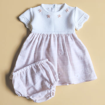 Vestido flores y rayas  con tela en Algodón