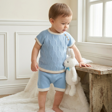 Conjunto de Dos Piezas: buso azul cielo y short  Azul Cielo