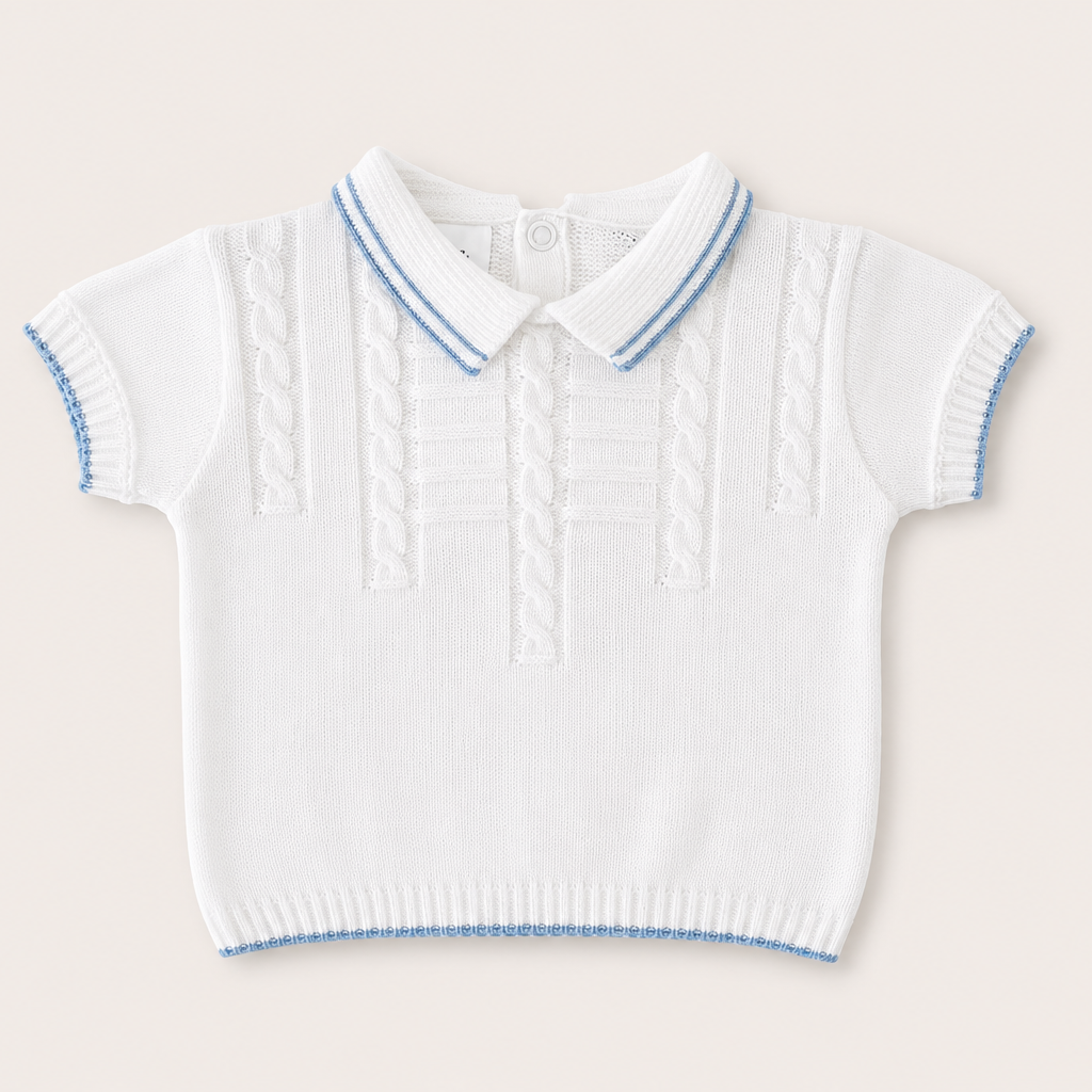 conjunto buso cuello polo blanco & pantalon corto azul glacial
