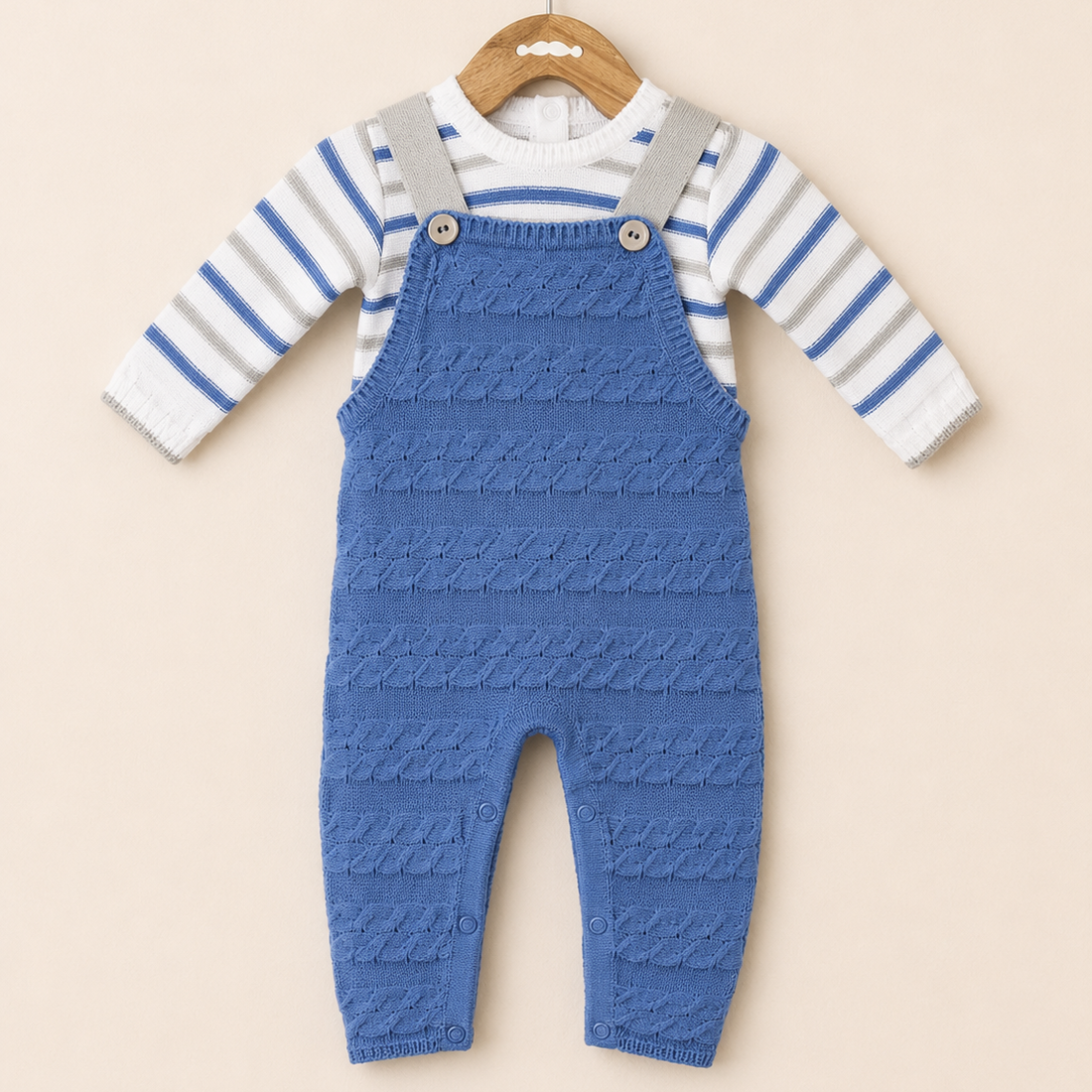 conjunto de dos pieza overol y buzo manga larg Vintage-Moderno para Niño