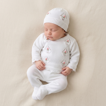 conjunto tejido para niña blanco