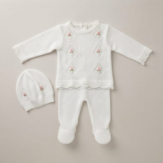conjunto tejido para niña blanco