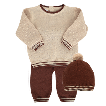 Conjunto de Buzo y Pantalón con Cuello Redondo de Algodón de Punto