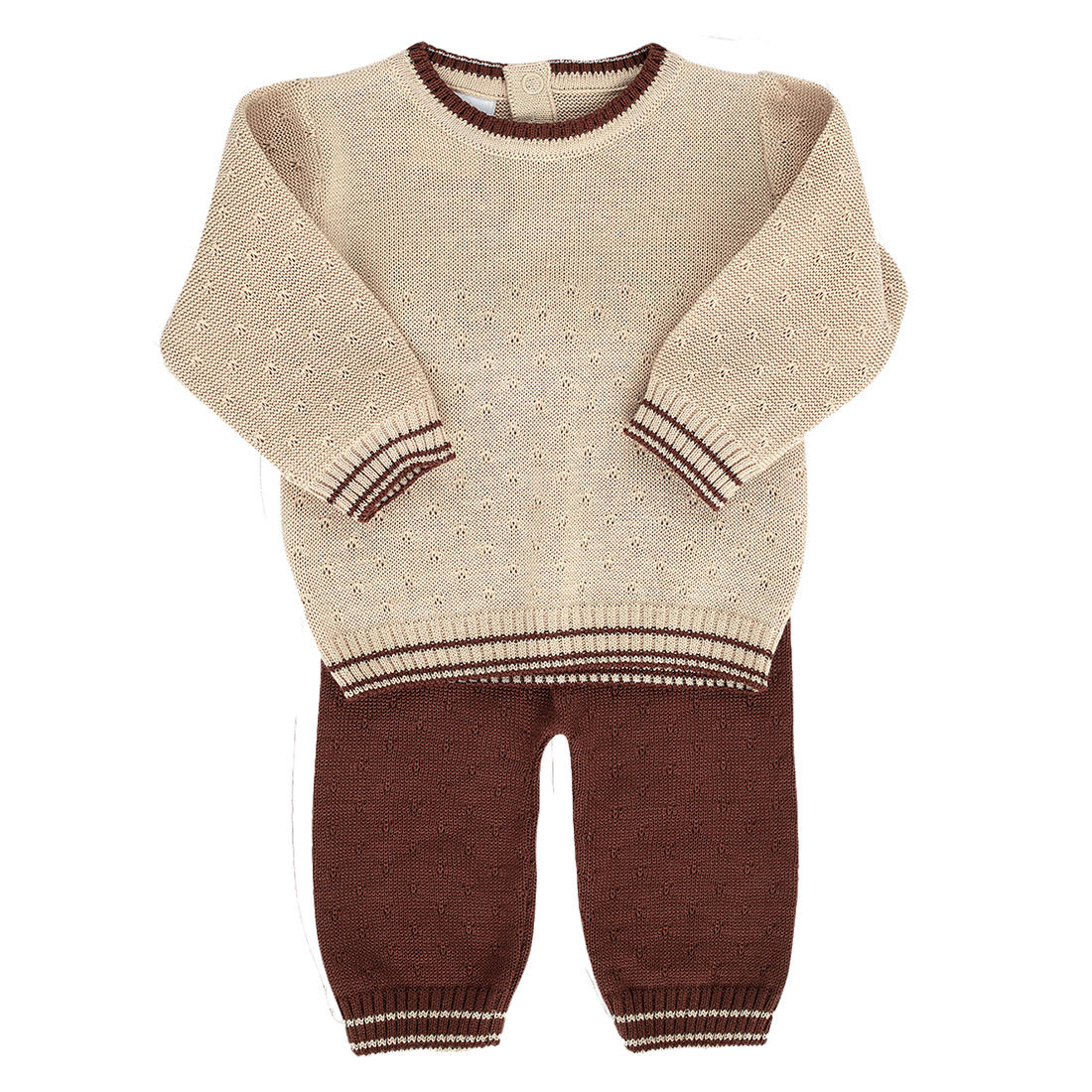 Conjunto de Buzo y Pantalón con Cuello Redondo de Algodón de Punto