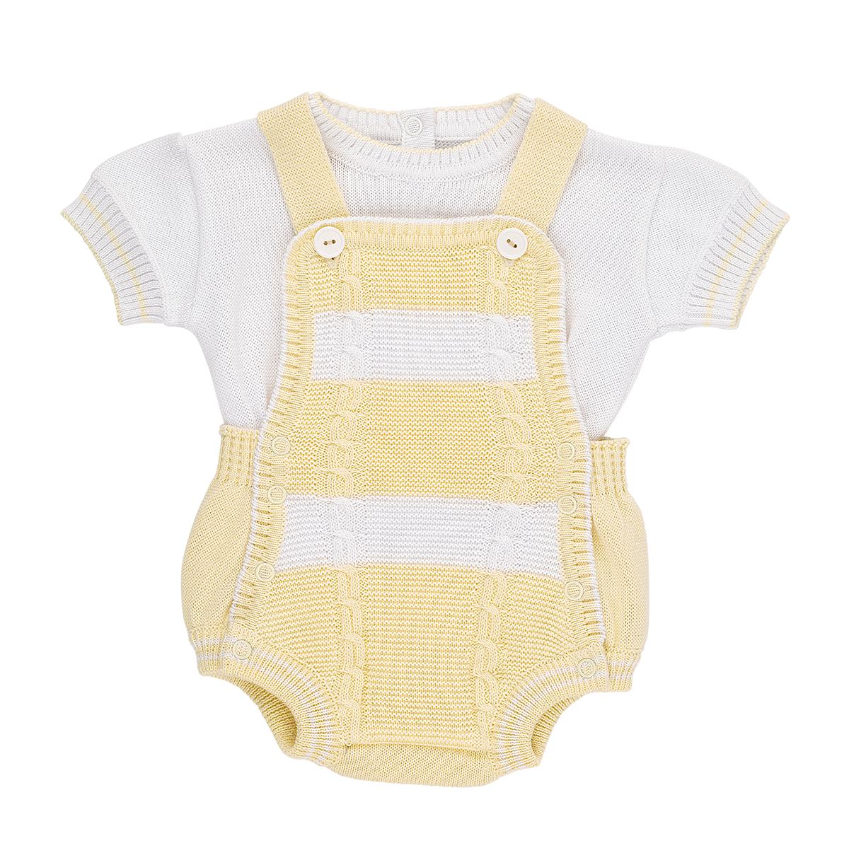 Peto y Buzo  Gabriel Tejido para bebe Amarillo y Blanco