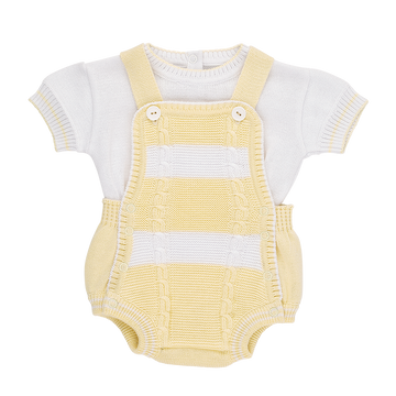 Peto y Buzo  Gabriel Tejido para bebe Amarillo y Blanco