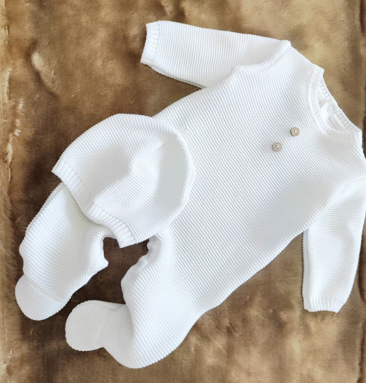 Conjunto de Pelele y Gorro en Algodón Color blanco