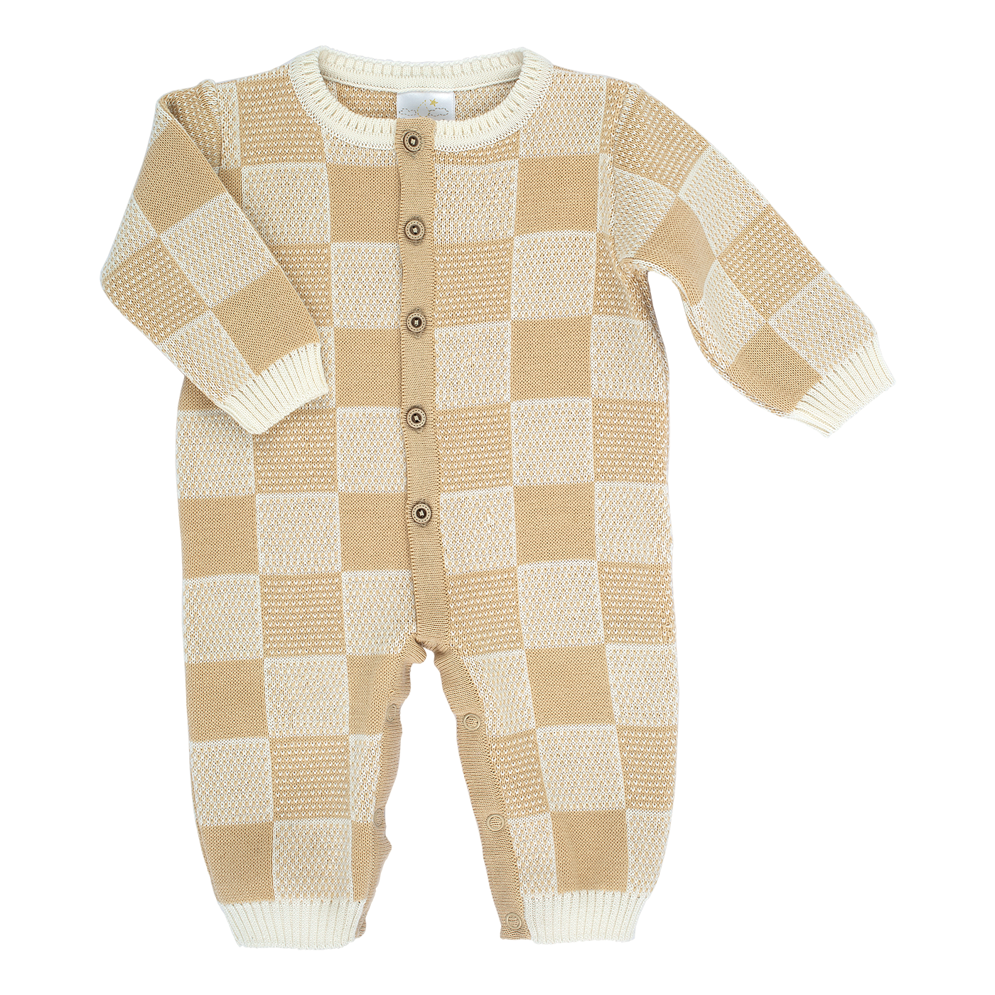 Pelele Jacquard de Cuadros Abierto Adelante de Algodón