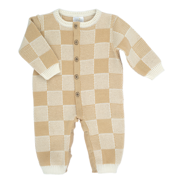 Pelele Jacquard de Cuadros Abierto Adelante de Algodón