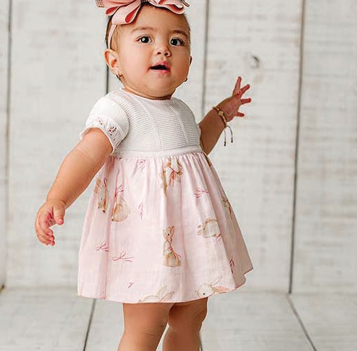 Vestido estampado de conejo  con tela en Algodón