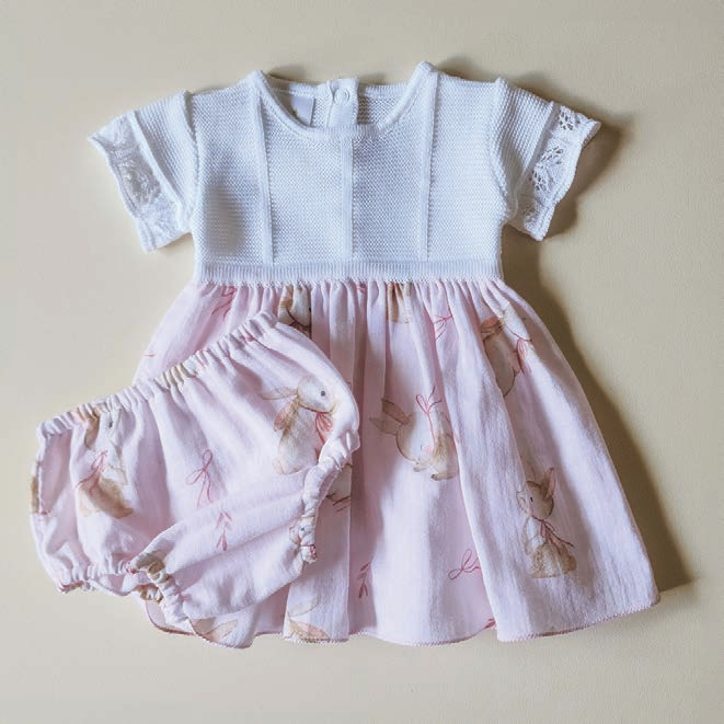 Vestido estampado de conejo  con tela en Algodón