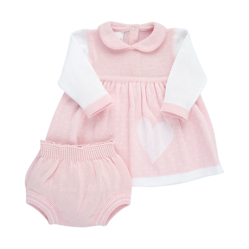 Vestido Elegante Corazón con Cuello Bebé de Algodón