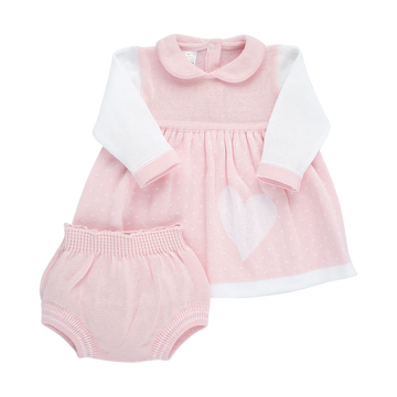 Vestido Elegante Corazón con Cuello Bebé de Algodón