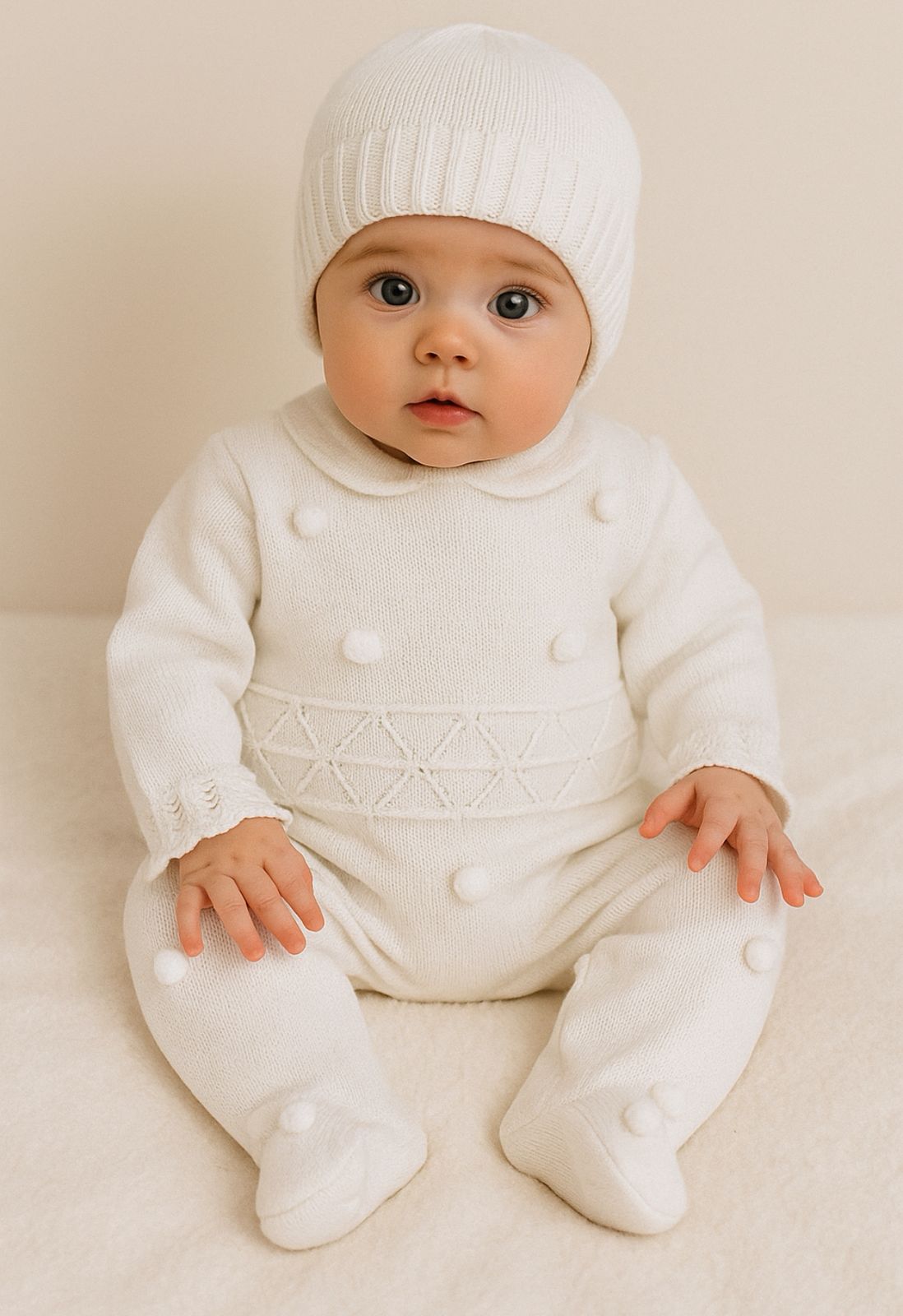 Pelele Neutro de Algodón con Detalle Bordado - Elegancia y Funcionalidad