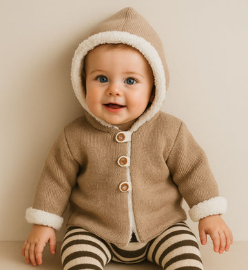 chaqueta con capota y forrada con piel de borrego