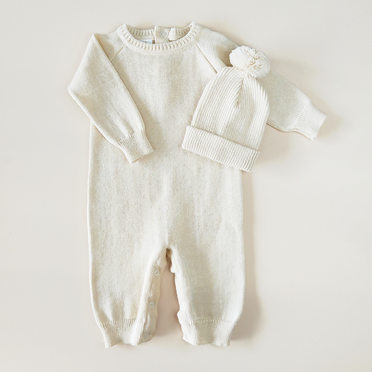 Set Clásico de Mameluco y Gorro de Alpaca/Algodón